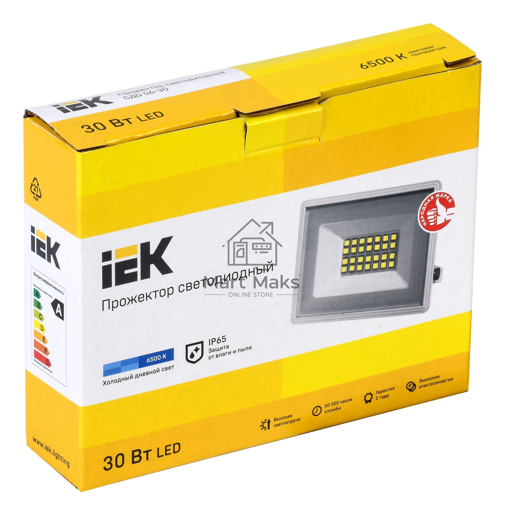 Прожектор уличный IEK СДО LPDO601-30-65-K01 светодиодный 30Вт корп.алюм.белый