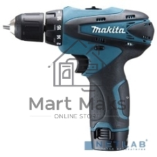 Дрель-шуруповерт Makita DF330DWE, 10,8 В, 1,3 Ач, 24 Нм, щеточный
