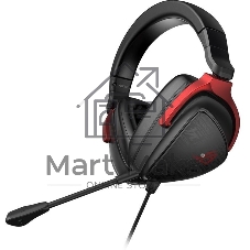 Гарнитура ASUS ROG Delta S Core чёрный-красный, проводная, 3.5 мм, съёмный микрофон, совместимость с PlayStation, Xbox