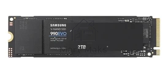 Накопитель SSD Samsung 990 EVO, 2000GB, PCIe 4.0 x4, M.2 2280, NVMe, R/W 5000/4200