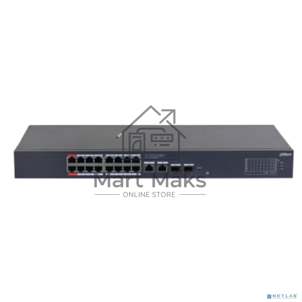 Коммутатор Dahua DH-CS4220-16GT-240 (L2) 16x100Мбит/с 2x1Гбит/с 2xКомбо(1000BASE-T/SFP) 16PoE 265W управляемый