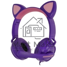 Гарнитура QUMO Game Cat фиолетовый, проводная, USB, подсветка