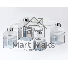 Светильник Ambrella light TR303205/4 WH/CH/SM/FR белый/хром/дымчатый/белый матовый E27*4 max 60W 370*370*200