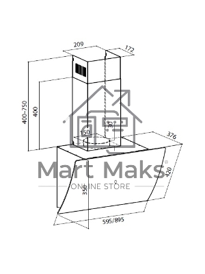 Вытяжка каминная Lex Plaza GS 600 BL черный управление: сенсорное (1 мотор)