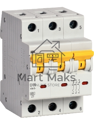 Выключатель автоматический IEK ВА47-60МА без тепл. расцеп. 3P 16А 6кА D