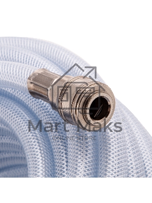 Шланг пневматический ПВХ, 10x16мм, 18 бар, армированный, прозрач., быстросъем, 30м Stels