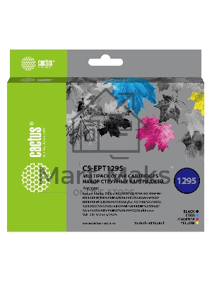 Картридж струйный Cactus CS-EPT1295 черный/голубой/желтый/пурпурный (45 мл) для Epson Stylus Office B42/BX305/BX305F/BX320/BX525/BX625/SX420/SX425/SX525/SX620