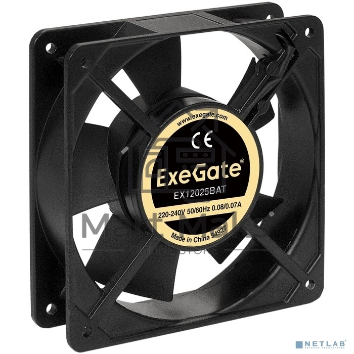 Вентилятор для корпуса ExeGate EX12025BAT черный, 120 мм, 2200 об/мин, 32 дБ