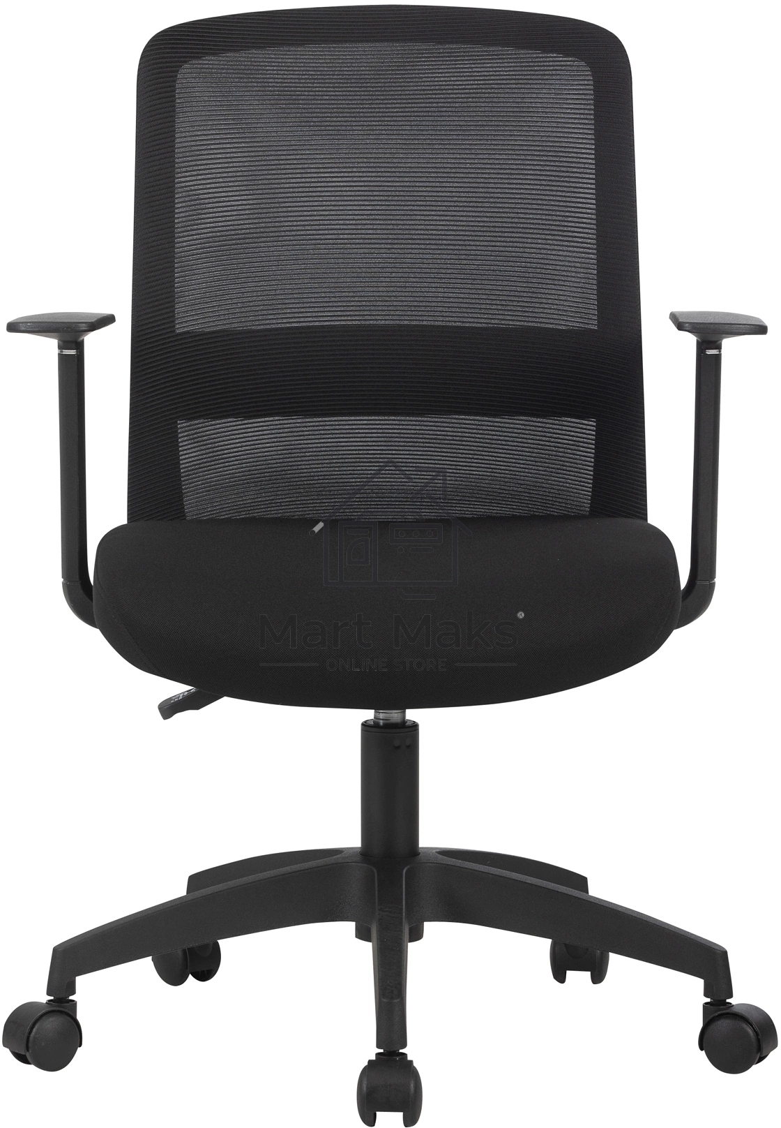 Кресло компьютерное Cactus CS-MC333-BK черный, сиденье черный, сетка/ткань, низк.спин. крестов. пластик, пластик черный