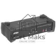 Переключатель KVM ATEN CS1922M-AT-G KVM+Audio+USB 3.0, 1 user USB+DP => 2 cpu USB+DP, со шнурами DP 2x1.5м.+USB 2х1.8м.