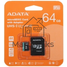 Флеш карта SD ADATA 64Gb ADATA Premier Pro SDXC Class 10 UHS-I U3 V30S 95/60 MB/s