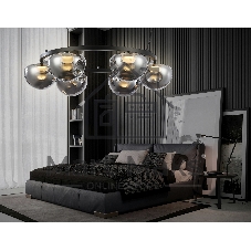 Подвесной светодиодный светильник Ambrella light LH12003/6 BK/GD/SM черный/золото/дымчатый 36W 3000K D760*175