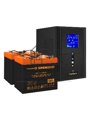 Комплект Источник бесперебойного питания EX295987RUS + батарея 55Aч EX285652RUS 2шт (инвертор, синус, для котла) ExeGate SineTower SZ-1000.LCD.AVR.2SH.1C13.USB 1000VA/800W, чистый синусоида, LCD дисплей, AVR, 2*Schuko+1*C13, USB, линейно-интерактивный, че