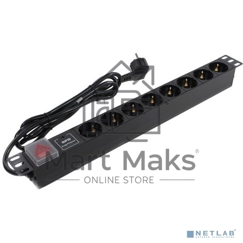 Блок розеток горизонтальный ExeGate ServerPro PDU-19H807 Al-8S-EU2-SW-SPD1, 19
