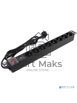 Блок розеток горизонтальный ExeGate ServerPro PDU-19H807 Al-8S-EU2-SW-SPD1, 19