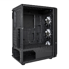 Компьютерный корпус Miditower ExeGate EVO-5001A-600NPX (ATX, БП 600NPX с вент. 12 см, 2хUSB+1хUSB 3.0+HD Audio, черный, 3 вент.12см с RGb подсветкой, боковая панель - закаленное стекло)