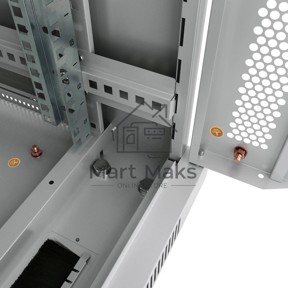 Шкаф серверный напольный Cabeus, IP20, 18U, 988х600х600 мм (ВхШхГ), дверь: перфорация, разборный, цвет: серый