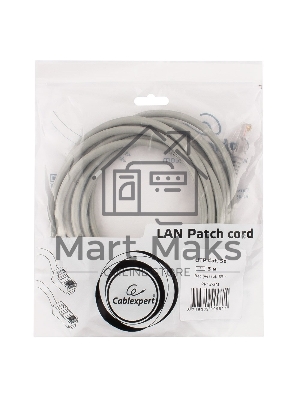 Патч-корд UTP Cablexpert кат.5e, 3м, литой, многожильный (серый)
