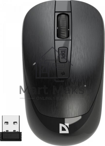 Мышь беспроводная Defender Wave MM-995 черный, 1600 dpi, радиоканал, USB, кнопки - 4