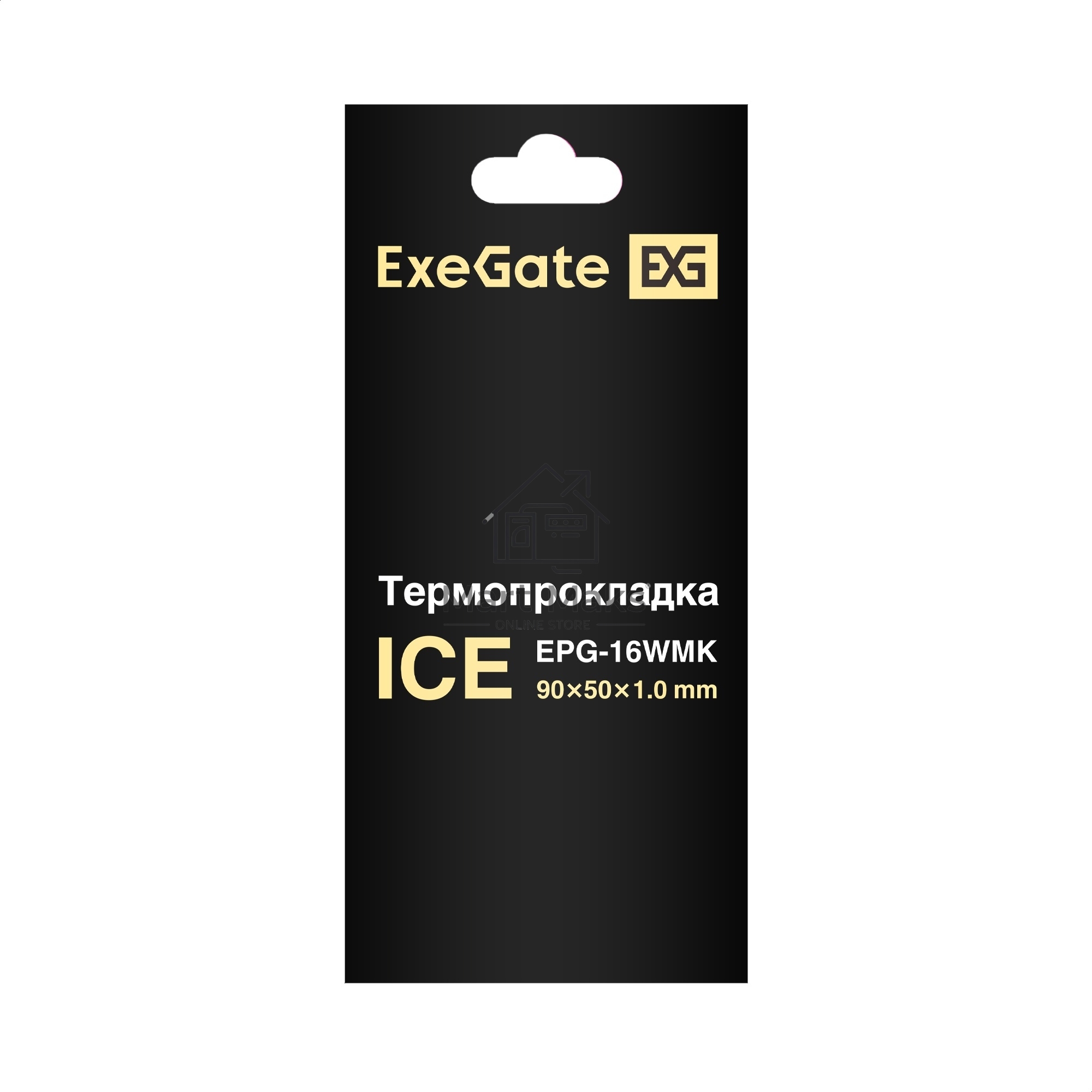 Термопрокладка ExeGate Ice EPG-16WMK (50x90x1.0 mm, 16 Вт/ (м•К), теплопроводящая клейкая двухсторонняя)
