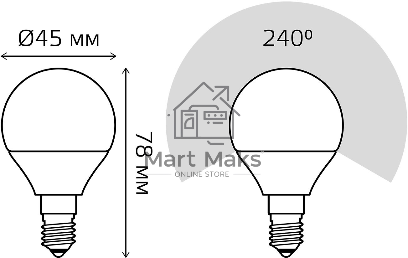 Лампа светодиодная LED 8Вт E14 220В 4100К Elementary шар 53128 Gauss