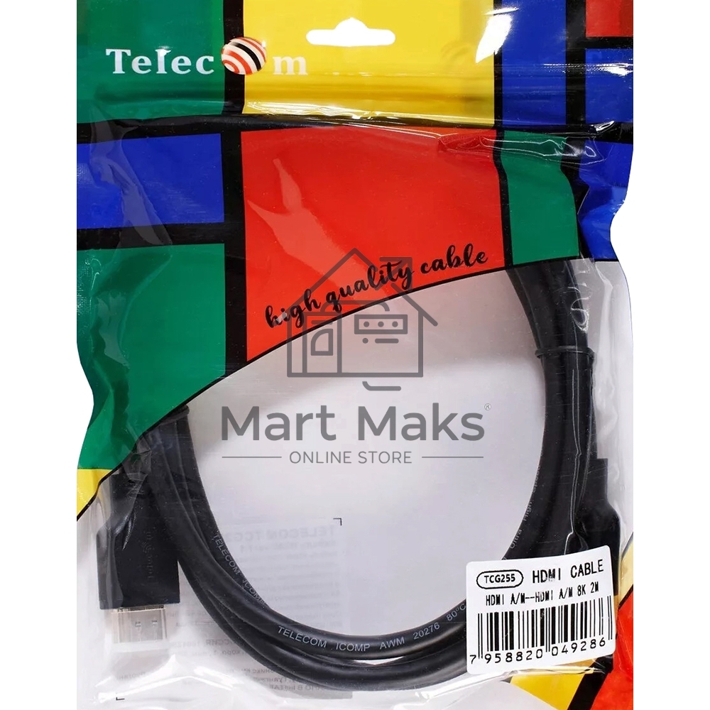 Кабель HDMI 19M/M,ver. 2.1, 8K@60 Hz 2m Telecom <TCG255-2M>