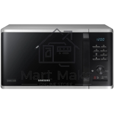 Микроволновая печь Samsung MG23K3515AS/BW серебристый/черный, 23 л, 800 Вт, переключатели - кнопки, поворотный механизм