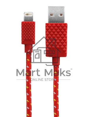 Кабель Qumo MFI кабель c разъемом Apple 8 pin, 0,15м, тканевая оплетка, красный