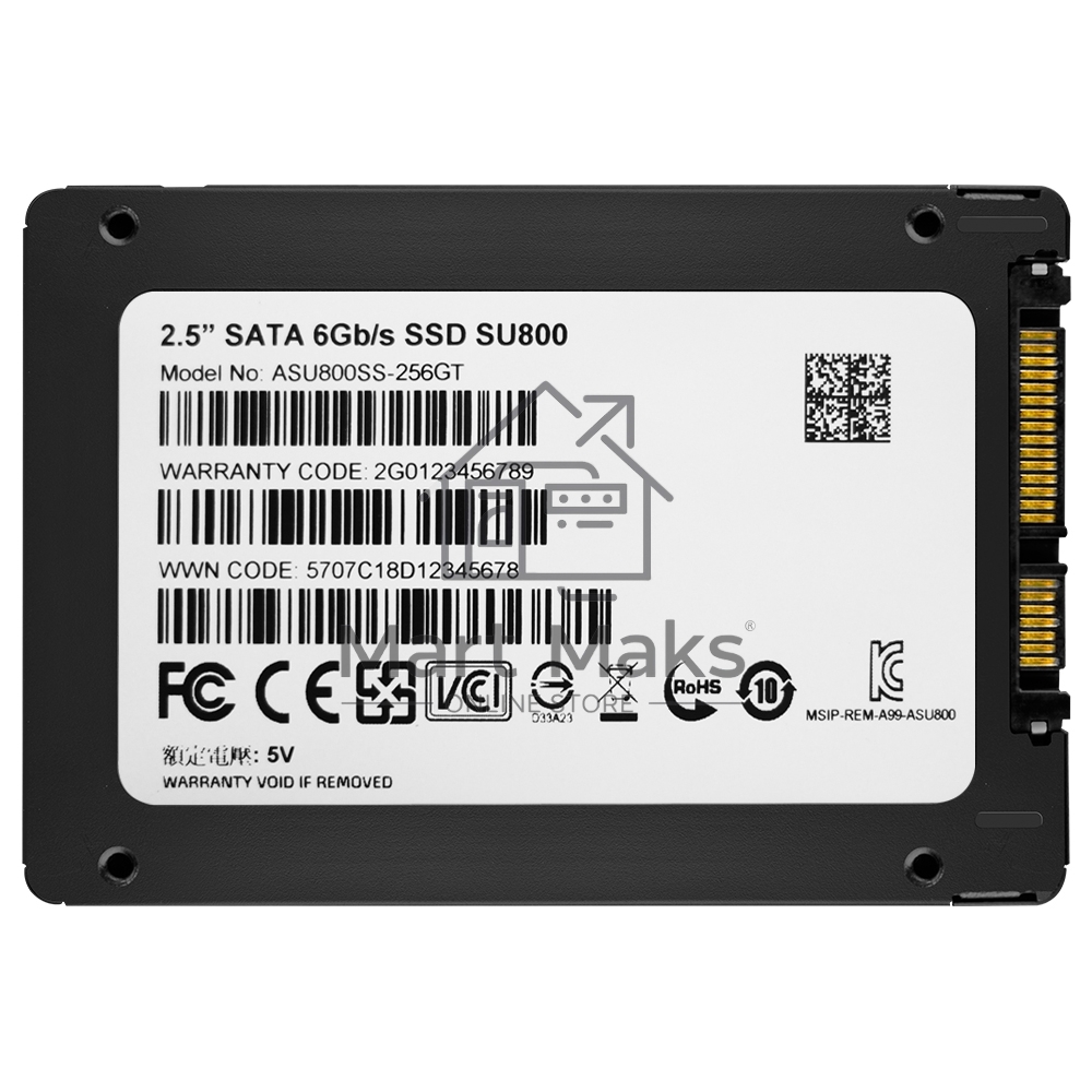 Накопитель SSD ADATA SU800, 256Gb, SATA III, 2.5