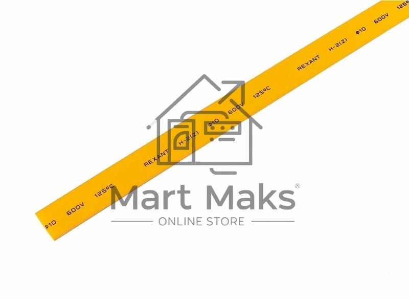 Термоусаживаемая трубка Rexant 10,0/5,0 мм, желтая, упаковка 50 шт. по 1 м