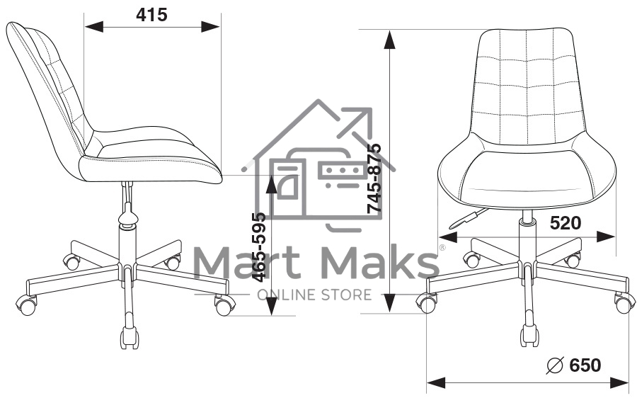 Кресло компьютерное Бюрократ CH-350M/BLACK без подлокотников, черный, искусст.кожа/ткань, крестовина хром