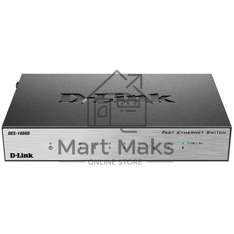 Неуправляемый коммутатор с 8 портами 10/100Base-TX D-Link DES-1008D/(K2A/K3A)RU/J1A/J2A/L2A/L2B