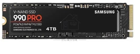 Накопитель SSD Samsung 990 PRO, 4TB, PCIe 4.0 x4, M.2 2280, NVMe, R/W 7450/6900