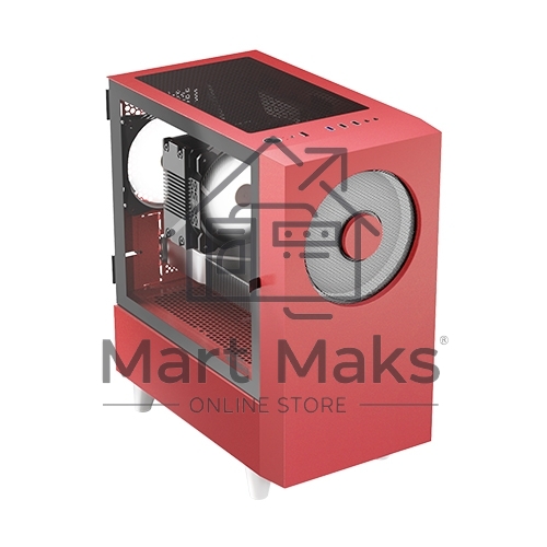 Компьютерный корпус WIZMAX EM1 Woofer, mATX, mITX красный, Mini-Tower, без БП, TG, 1x160mm + 1x120mm LED, 1xUSB-A 3.0 + 2xUSB-A 2.0