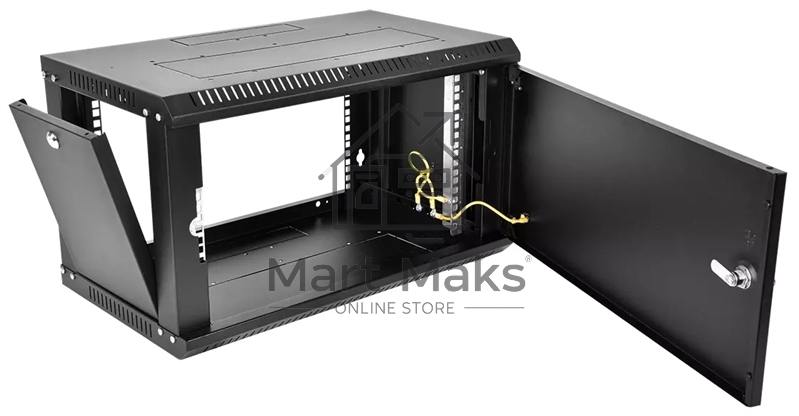 Шкаф телекоммуникационный настенный разборный ЦМО ЭКОНОМ 9U (600 x 350) дверь металл, цвет черный (ШРН-Э-9.350.1-9005)