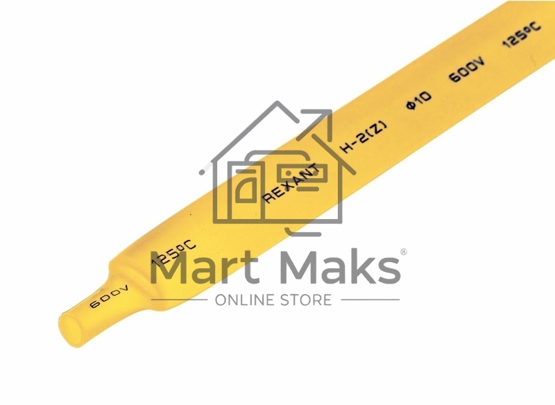 Термоусаживаемая трубка Rexant 10,0/5,0 мм, желтая, упаковка 50 шт. по 1 м