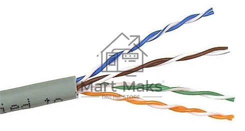 Кабель TWT UTP, серии XS, 4 пары, Кат.5e, PVC, серый, 305 метров