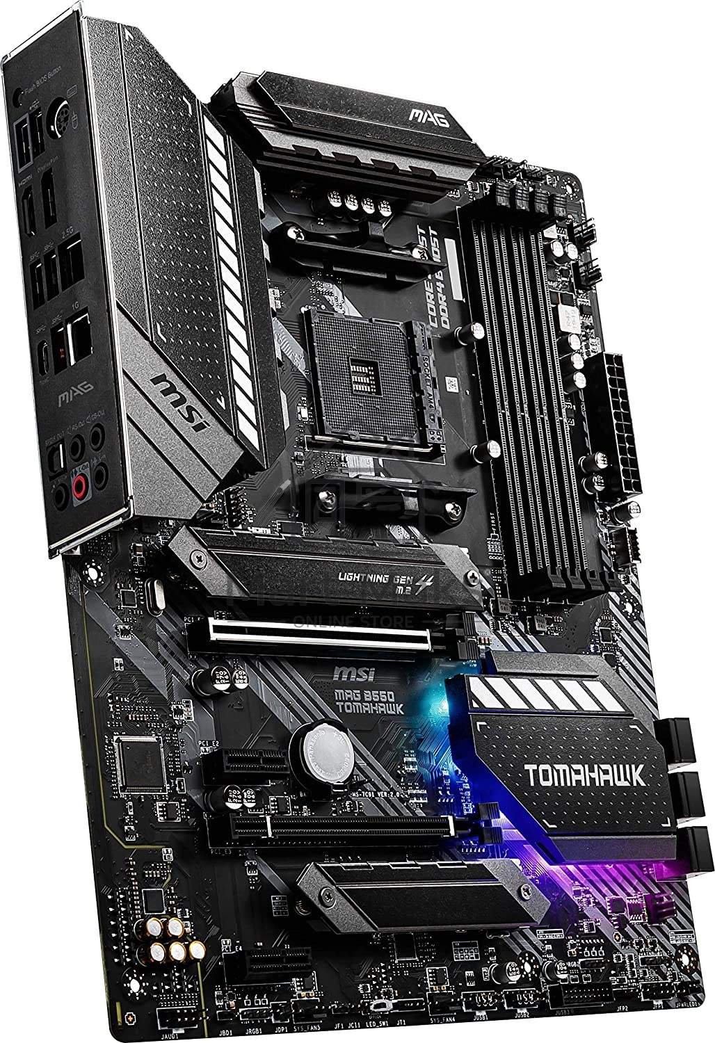 Материнская плата MSI MAG B550 TOMAHAWK MAX WIFI, AM4, AMD B550, 4xDDR4, 6xSATA, 2xM.2, 1xPCI-E 4.0 x16, 1xPCI-E 3.0 x4, 2xPCI-E x1, 1xHDMI, 1xDP, 1x 2.5Gb LAN, 2xUSB-A 2.0, 2xUSB-A 3.2 Gen 1, 1xUSB-A 3.2 Gen 2, 1xUSB-C 3.2 Gen 2, 5x3.5 мм, 7.1, ATX
