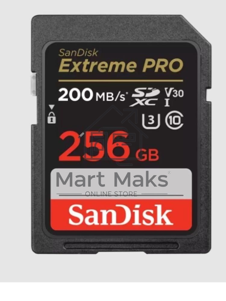 Флеш карта SD 256GB SanDisk SDXC Class 10 V30 UHS-I U3 Extreme Pro 200MB/s