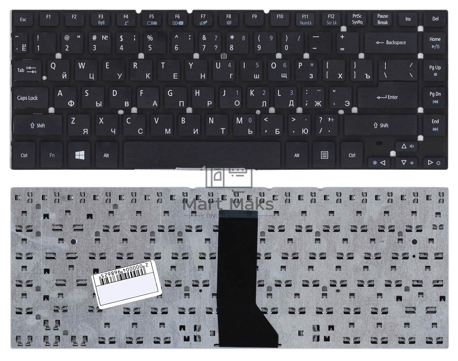 Клавиатура для ноутбука Acer Aspire ES1-511 520 черная