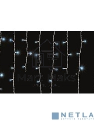 Новогодние светоукрашения Neon-night гирлянда Айсикл (бахрома) светодиодный, 1,8 х 0,5 м., белый провод, 220В, диоды синие