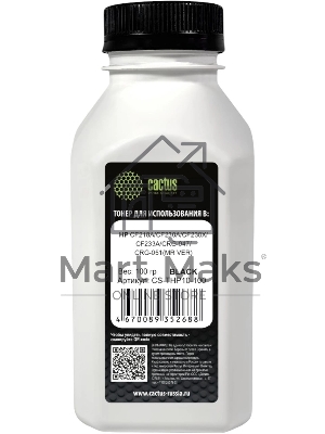 Тонер Cactus CS-THP10-100 черный флакон 100гр. для принтера HP CF218A/CF230A/CF230X/CF233A/CRG-047/CRG-051(MR VER)