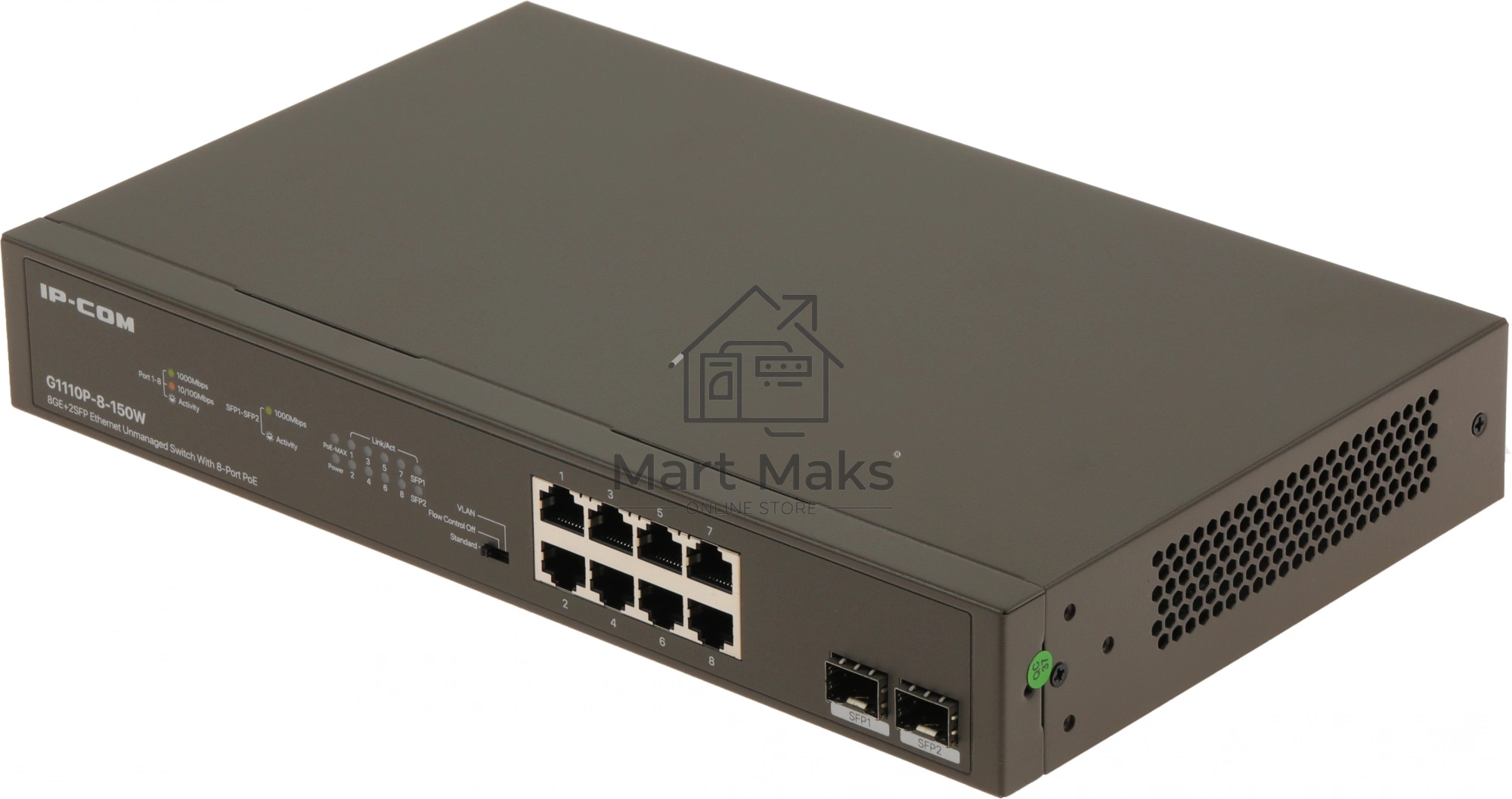 Неуправляемый коммутатор IP-COM G1110P-8-150W Ethernet 8GE+2SFP С 8-Портовым PoE