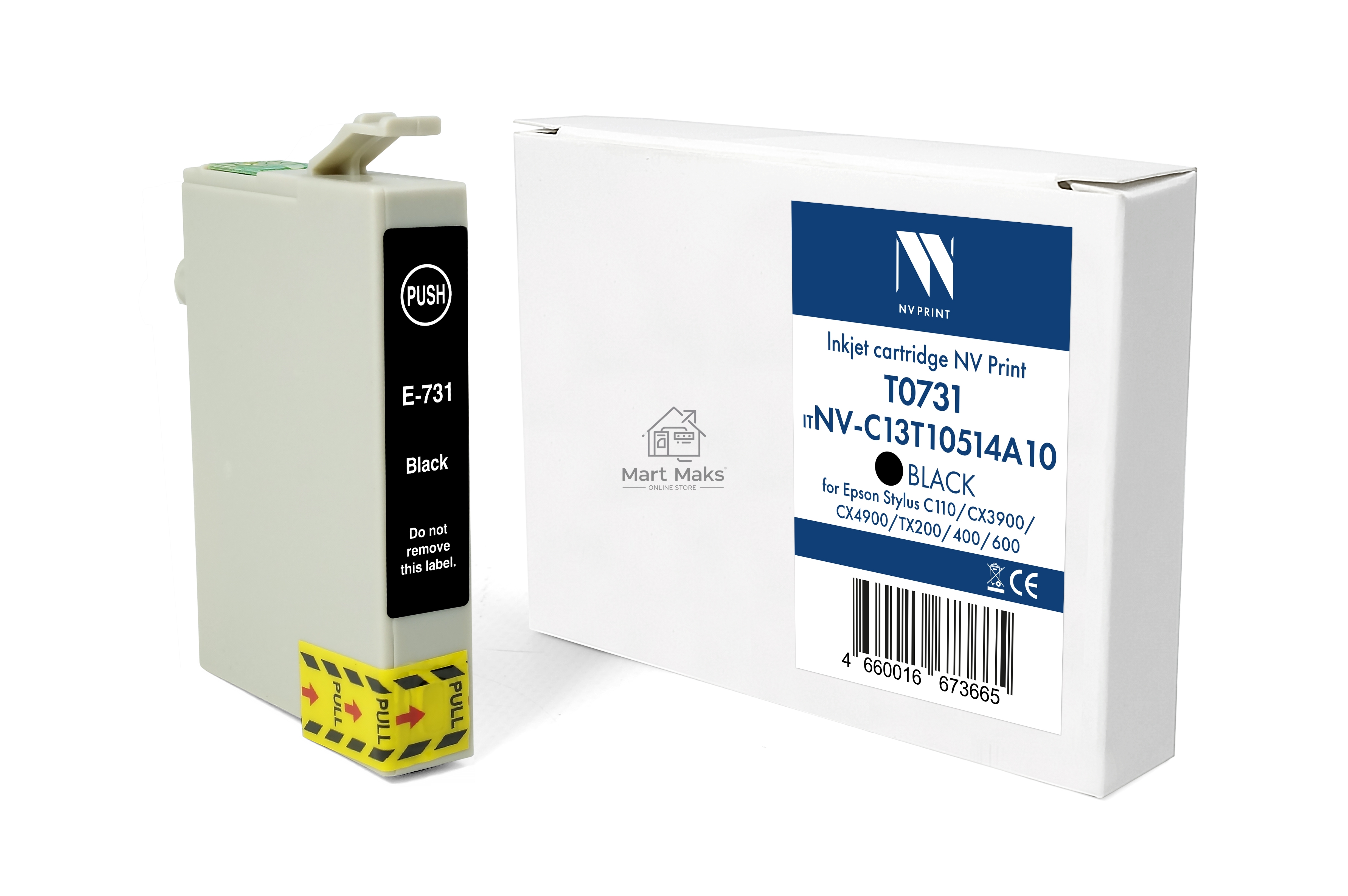 Картридж струйный NVPrint T0731 (NV-C13T10514A10) черный для Epson Stylus C110/СХ3900/CX4900/TX200/400/600 (15 мл) совместимый