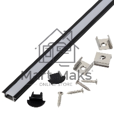 Профиль GAL-GLS-2000-7-22-B черный (2м профиль+2м рассеиватель+2 заглушки+4 скобы с шурупами)