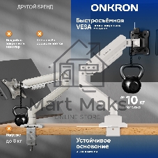 Кронштейн для мониторов Onkron G80 BW черный/белый 13