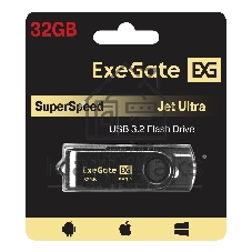 Exegate EX302049RUS USB-флеш накопитель ExeGate Jet Ultra 32GB черный (USB3.0/=USB3.1 Gen1/=USB3.2 Gen1 5Gbps, пластик/металл)