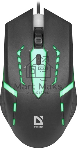 Мышь проводная Defender Hit MB-601 черный, 1200 dpi, USB, кнопки - 4
