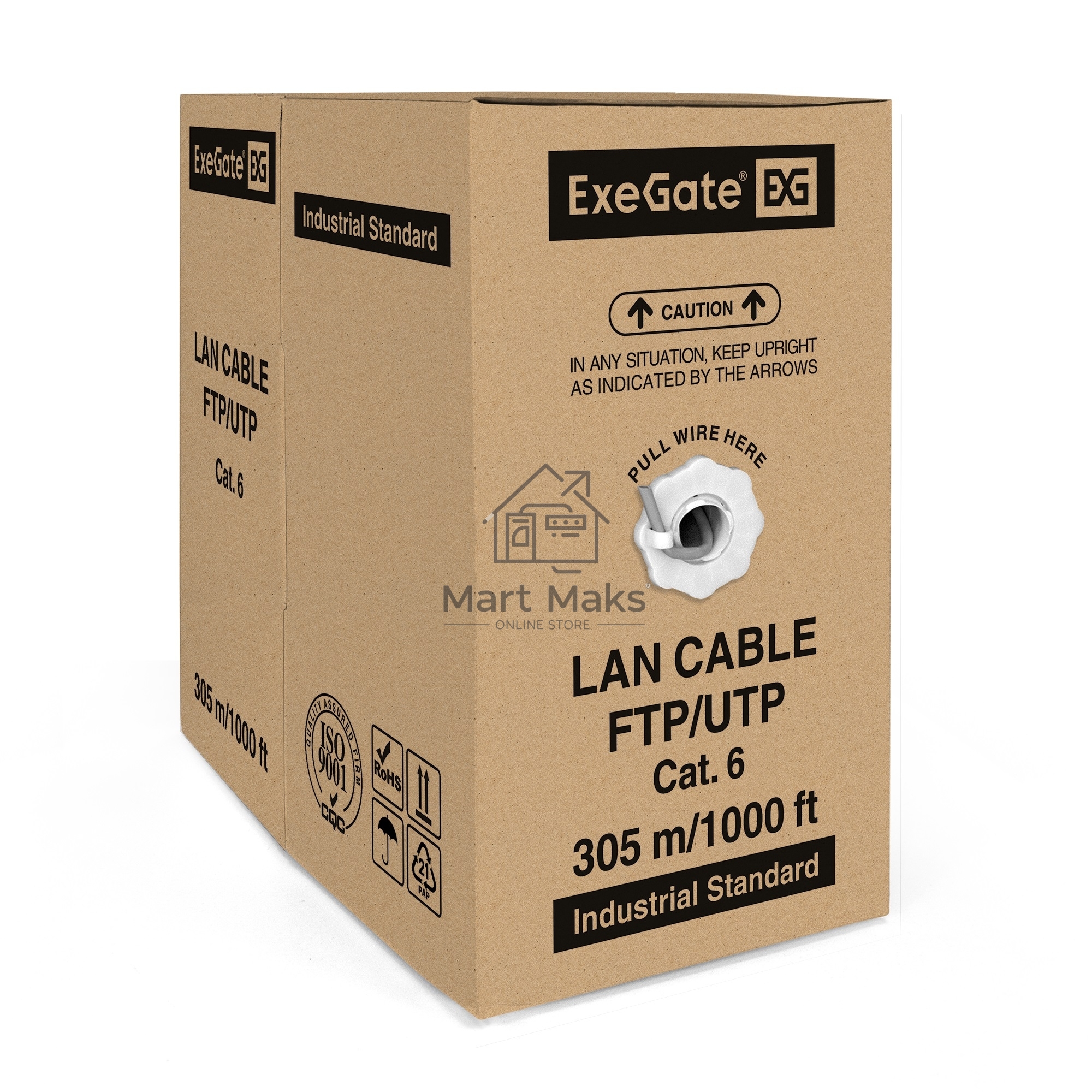 Кабель ExeGate FTP 4 пары кат.6 медь, 23AWG, экран, бухта 305м, серый, PVC