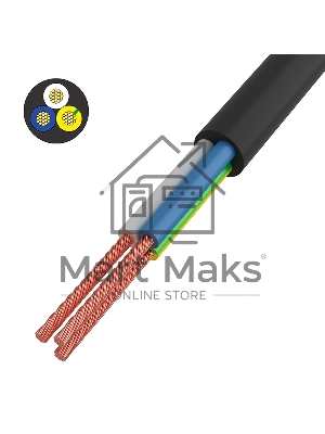 Провод соединительный ПВС Rexant 3x0,75 мм², черный, длина 5 метров, ГОСТ 7399-97